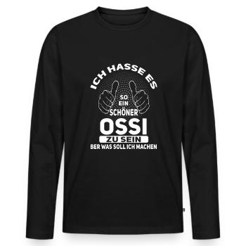 DOR Ossi reeschlds schon Spruch Ostdeutscher - Männer Premium Bio Langarmshirt - Schwarz - Vorne - Nico (187cm)
