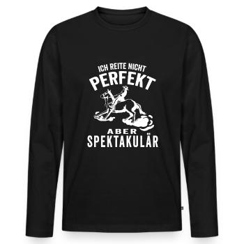 Westernreiten Pferd Western reiten - Männer Premium Bio Langarmshirt - Schwarz - Vorne - Nico (187cm)