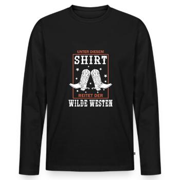 Westernreiten Pferd Western reiten - Männer Premium Bio Langarmshirt - Schwarz - Vorne - Nico (187cm)