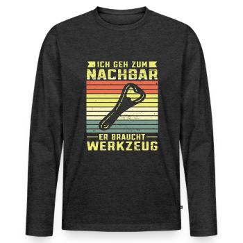 Nachbar Bieröffner - Männer Premium Bio Langarmshirt - Anthrazit meliert - Vorne - Nico (187cm)