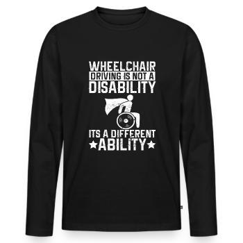 Funny wheelchair driver disabled people - Männer Premium Bio Langarmshirt - Schwarz - Vorne - Nico (187cm)