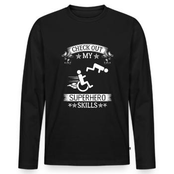 Funny wheelchair driver disabled people - Männer Premium Bio Langarmshirt - Schwarz - Vorne - Nico (187cm)