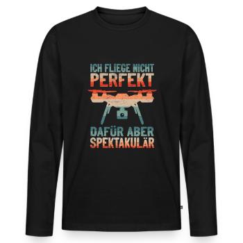 Quadrocopter FPV Drohne Drohnenflieger - Männer Premium Bio Langarmshirt - Schwarz - Vorne - Nico (187cm)