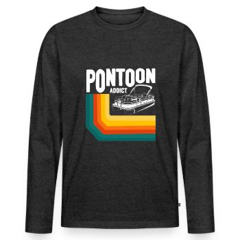 Vintage Life Pontoon Captain Boat Sunset - Men's Premium Organic Long Sleeve Shirt - heather anthracite - Front - Nico (187cm)
