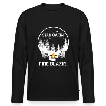 Camping Campfire - Männer Premium Bio Langarmshirt - Schwarz - Vorne - Nico (187cm)
