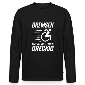 Lustiger Rollstuhlfahrer - Männer Premium Bio Langarmshirt - Schwarz - Vorne - Nico (187cm)