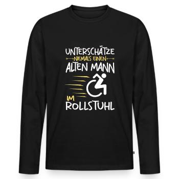 Lustiger Rollstuhlfahrer - Männer Premium Bio Langarmshirt - Schwarz - Vorne - Nico (187cm)