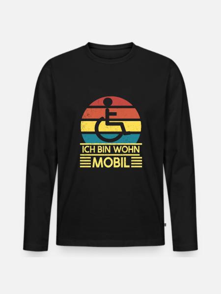 Lustiger Rollstuhlfahrer - Männer Premium Bio Langarmshirt - Schwarz