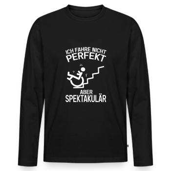 Lustiger Rollstuhlfahrer - Männer Premium Bio Langarmshirt - Schwarz - Vorne - Nico (187cm)