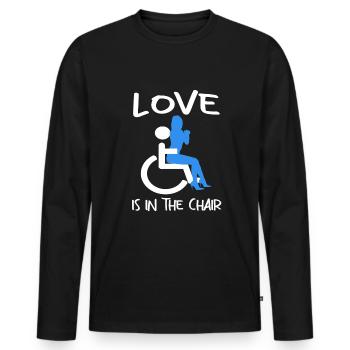 Lustiger Rollstuhlfahrer - Männer Premium Bio Langarmshirt - Schwarz - Vorne - Nico (187cm)