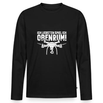 Quadrocopter FPV Drohne Drohnenflieger - Männer Premium Bio Langarmshirt - Schwarz - Vorne - Nico (187cm)