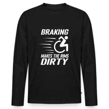 Funny wheelchair driver disabled people - Männer Premium Bio Langarmshirt - Schwarz - Vorne - Nico (187cm)
