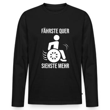 Lustiger Rollstuhlfahrer - Männer Premium Bio Langarmshirt - Schwarz - Vorne - Nico (187cm)