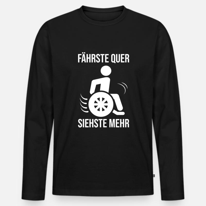 Lustiger Rollstuhlfahrer - Männer Premium Bio Langarmshirt - Schwarz