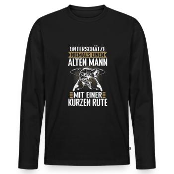 Rute Unser Angeln Angler Sprüche - Männer Premium Bio Langarmshirt - Schwarz - Vorne - Nico (187cm)