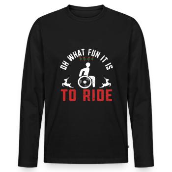 Funny wheelchair driver disabled people - Männer Premium Bio Langarmshirt - Schwarz - Vorne - Nico (187cm)