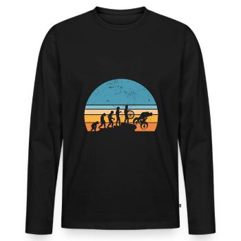 Gravel Bike Evolution Mountainbike Cyclocross - Männer Premium Bio Langarmshirt - Schwarz - Vorne - Nico (187cm)