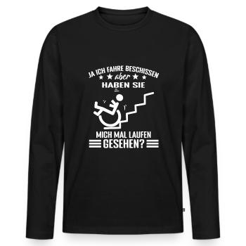 Lustiger Rollstuhlfahrer - Männer Premium Bio Langarmshirt - Schwarz - Vorne - Nico (187cm)