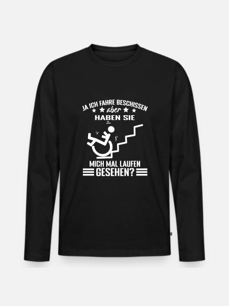 Lustiger Rollstuhlfahrer - Männer Premium Bio Langarmshirt - Schwarz