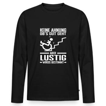 Lustiger Rollstuhlfahrer - Männer Premium Bio Langarmshirt - Schwarz - Vorne - Nico (187cm)