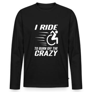 Funny wheelchair driver disabled people - Männer Premium Bio Langarmshirt - Schwarz - Vorne - Nico (187cm)