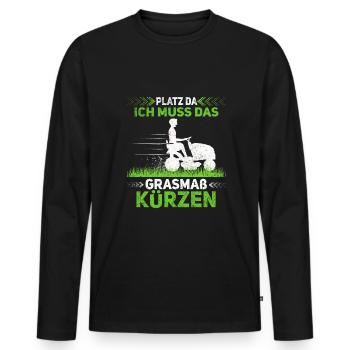 Platzwart Stundenlohn - Männer Premium Bio Langarmshirt - Schwarz - Vorne - Nico (187cm)