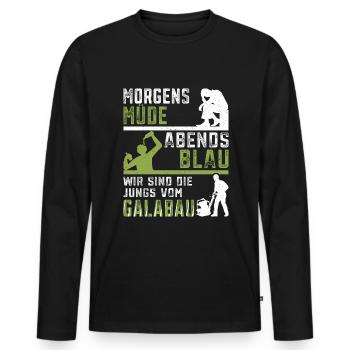 Galabau Galabauer bei der Arbeit - Männer Premium Bio Langarmshirt - Schwarz - Vorne - Nico (187cm)