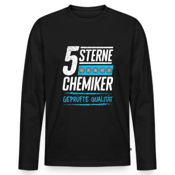 Chemielaborant 5 Sterne Chemiker Chemielabor - Männer Premium Bio Langarmshirt - Schwarz - Vorne - Nico (187cm)