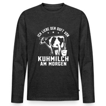 Kühe melken Bäuerin Kuh Milchbauern Landwirtin - Männer Premium Bio Langarmshirt - Anthrazit meliert - Vorne - Nico (187cm)
