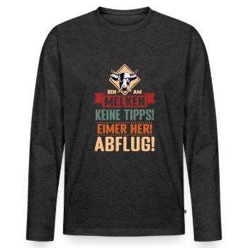 Kühe melken Bäuerin Kuh Milchbauern Landwirtin - Männer Premium Bio Langarmshirt - Anthrazit meliert - Vorne - Nico (187cm)
