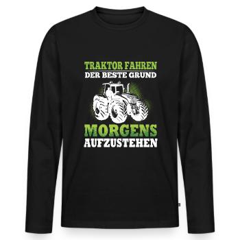 Tractor Farmer Agricultural Machinery Mechanic Bauer - Men's Premium Organic Long Sleeve Shirt - black - Front - Nico (187cm)