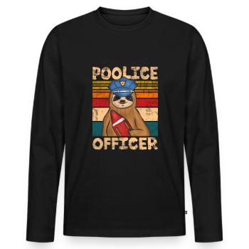Sauveteur Poolice Officier - T-shirt manches longues Premium bio Homme - noir - Devant - Nico (187cm)