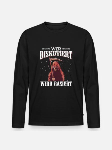 Sensenmann Halloween - Männer Premium Bio Langarmshirt - Schwarz