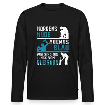 Gleisbauer Schienenarbeiter Gleisbau - Männer Premium Bio Langarmshirt - Schwarz - Vorne - Nico (187cm)