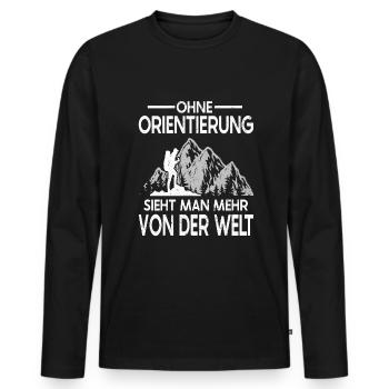 Wandern Sprüche Bergsteiger Wanderer - Männer Premium Bio Langarmshirt - Schwarz - Vorne - Nico (187cm)