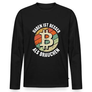Krypto Trader Bitcoin - Männer Premium Bio Langarmshirt - Schwarz - Vorne - Nico (187cm)