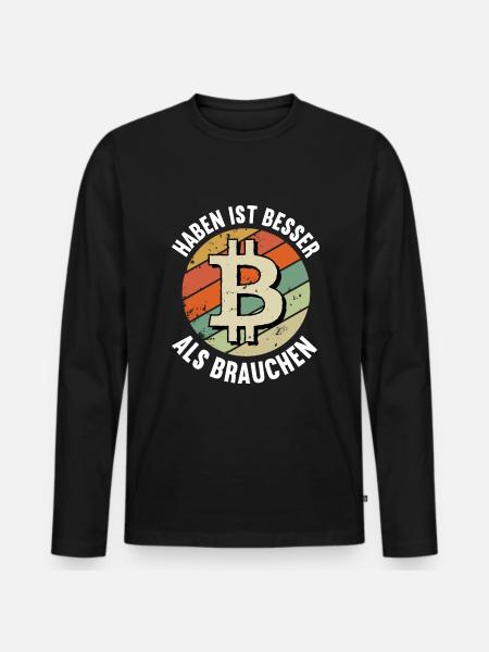 Krypto Trader Bitcoin - Männer Premium Bio Langarmshirt - Schwarz