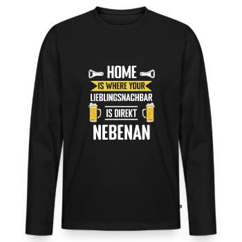 Nachbar lustig Nachbarschaft Einzug Party - Männer Premium Bio Langarmshirt - Schwarz - Vorne - Nico (187cm)