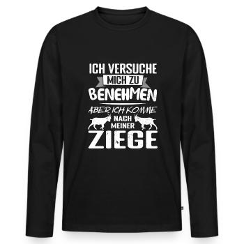 Ziege Ziegenhalter Ziegenbock Ziegenhirt - Männer Premium Bio Langarmshirt - Schwarz - Vorne - Nico (187cm)