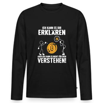 Krypto Trader Bitcoin - Männer Premium Bio Langarmshirt - Schwarz - Vorne - Nico (187cm)