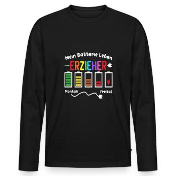 Erzieher Batterie Kita Kindergärtnerin Kiga - Männer Premium Bio Langarmshirt - Schwarz - Vorne - Nico (187cm)