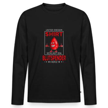 Blutspende Blutspender herz - Männer Premium Bio Langarmshirt - Schwarz - Vorne - Nico (187cm)