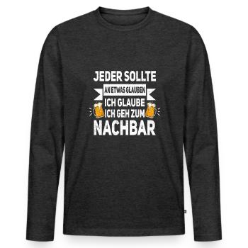 Nachbar Biertrinker Bier - Männer Premium Bio Langarmshirt - Anthrazit meliert - Vorne - Nico (187cm)