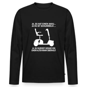 Lustiger Rollstuhlfahrer - Männer Premium Bio Langarmshirt - Schwarz - Vorne - Nico (187cm)