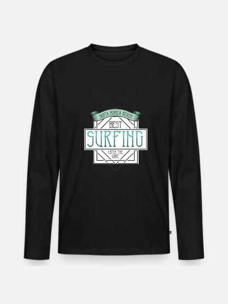 Été, Soleil, Surf - T-shirt manches longues Premium bio Homme - noir