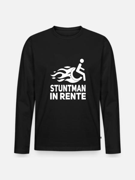 Lustiger Rollstuhlfahrer - Männer Premium Bio Langarmshirt - Schwarz