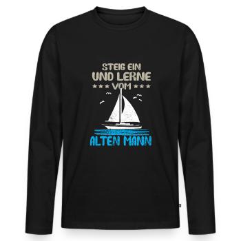 Voilier Voilier Marin Capitaine Papitän - T-shirt manches longues Premium bio Homme - noir - Devant - Nico (187cm)