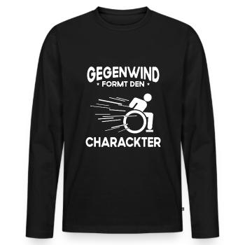 Lustiger Rollstuhlfahrer - Männer Premium Bio Langarmshirt - Schwarz - Vorne - Nico (187cm)
