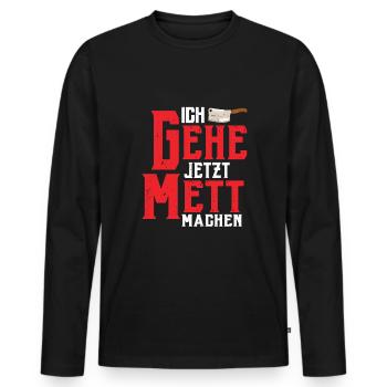 Boucher Boucher Boucherie Boucherie Fleischer - T-shirt manches longues Premium bio Homme - noir - Devant - Nico (187cm)