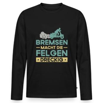 Retro Mopet Mofa Motorroller - Männer Premium Bio Langarmshirt - Schwarz - Vorne - Nico (187cm)
